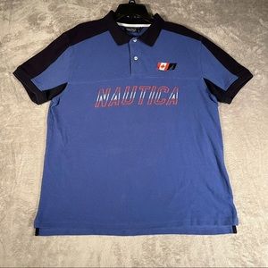 Nautica Rugby Polo Shirt Men's XL Blue Short Sleeve Shirt
